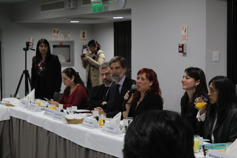 Trini Anguita, cooperante de Farmamundi, participa en la presentación del convenio financiado por la AECID para promover la cohesión social entre niños, niñas y adolescentes en Perú